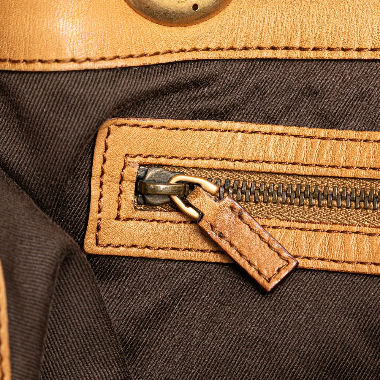 Gucci Suede and GG Canvas Nailhead Drawstring Hobo Bruin