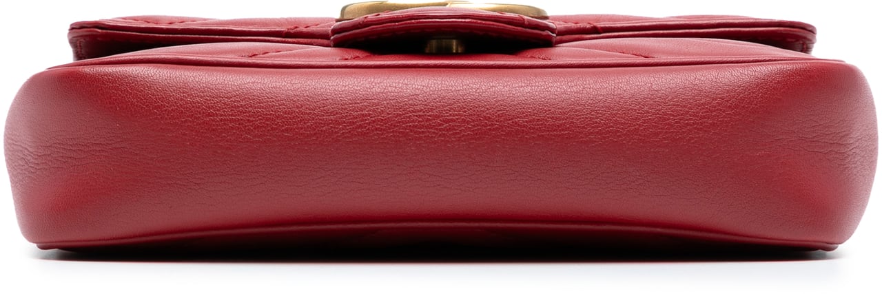 Gucci Mini GG Marmont Matelasse Leather Flap Crossbody Rood