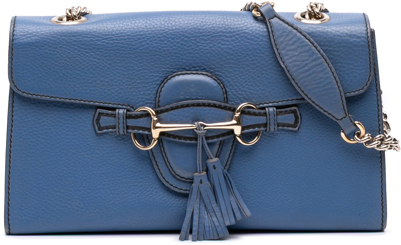 Gucci Medium Leather Emily Shoulder Bag Blauw