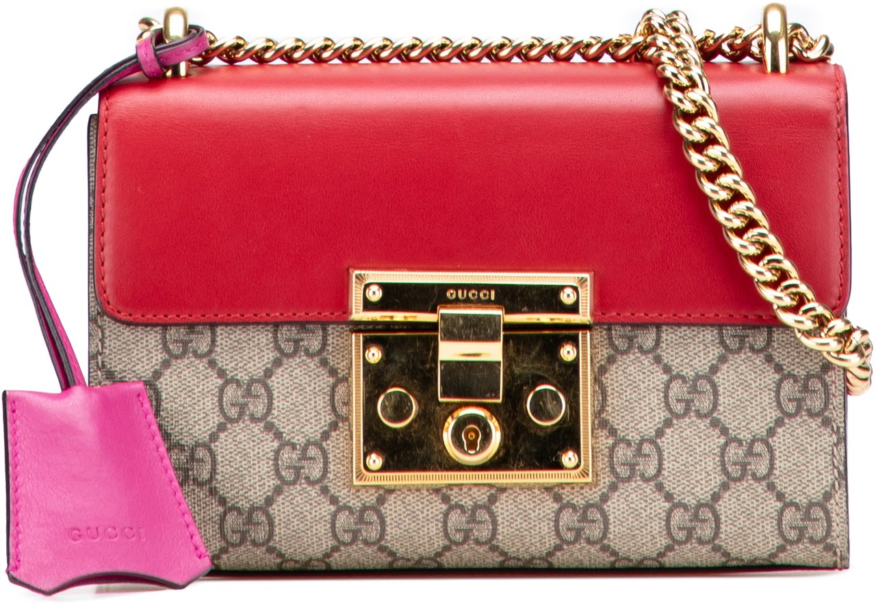 Gucci Small GG Supreme Padlock Crossbody Bruin