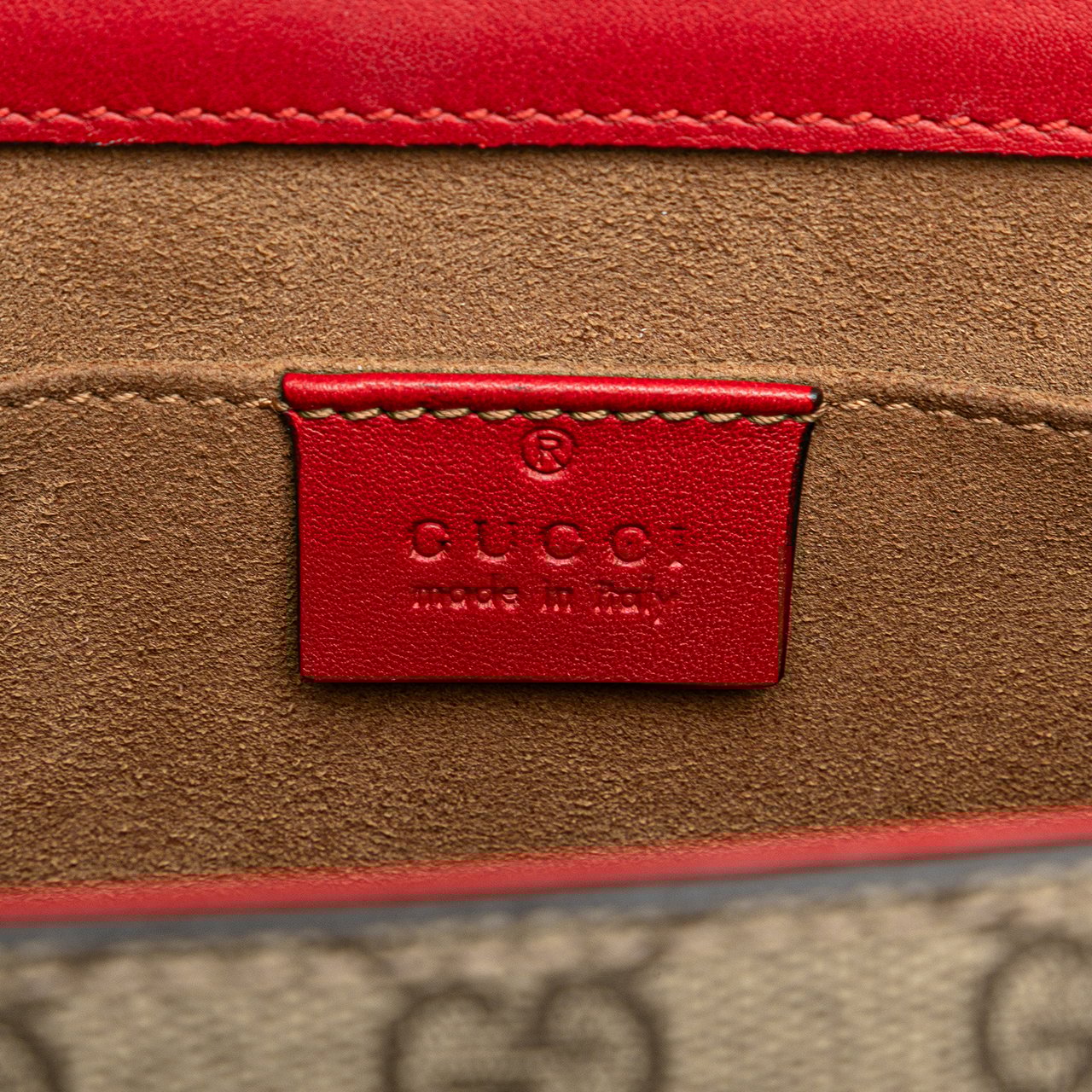 Gucci Small GG Supreme Padlock Crossbody Bruin