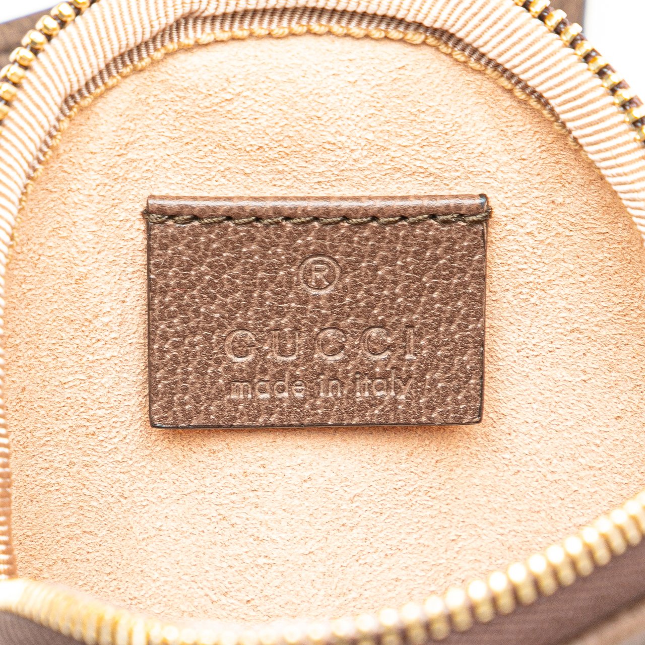 Gucci Mini GG Supreme Ophidia Round Neck Pouch Bruin