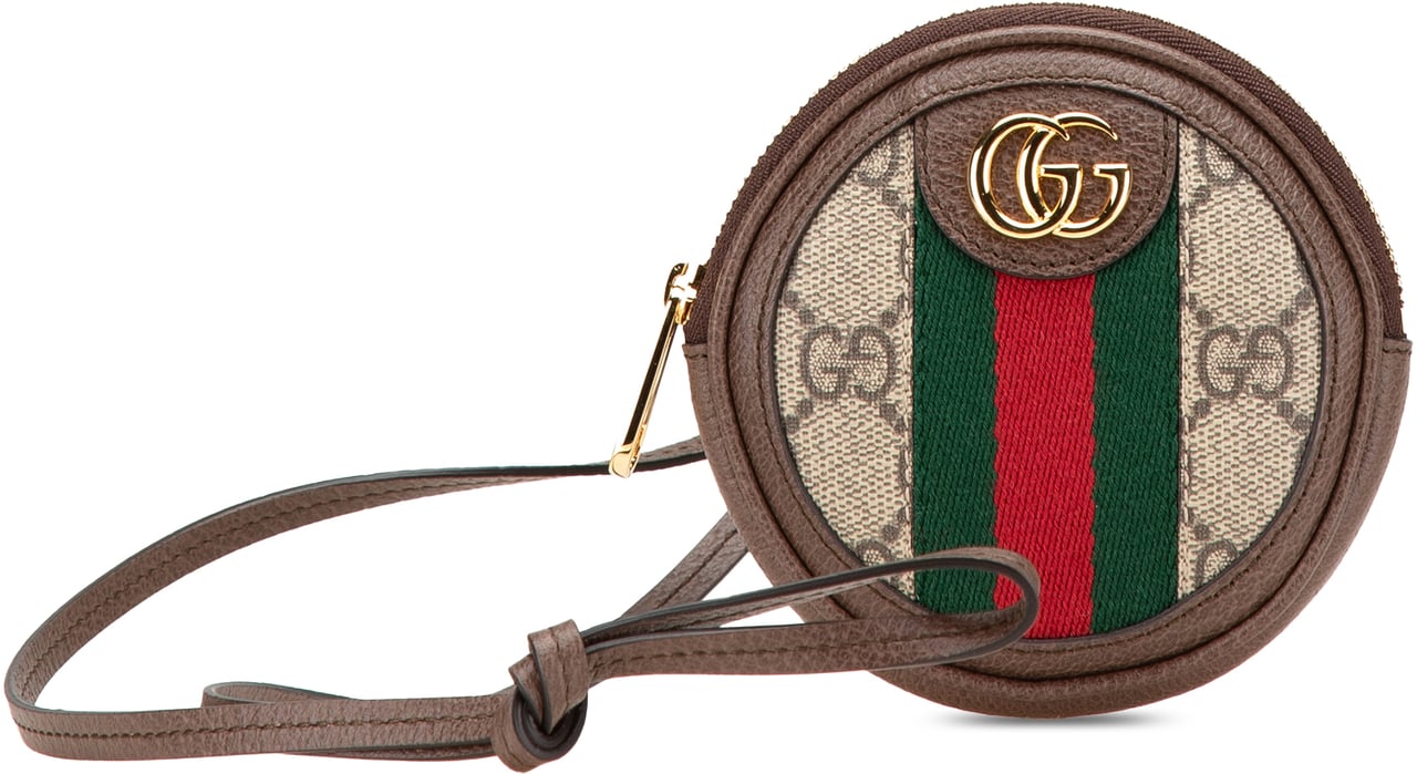 Gucci Mini GG Supreme Ophidia Round Neck Pouch Bruin