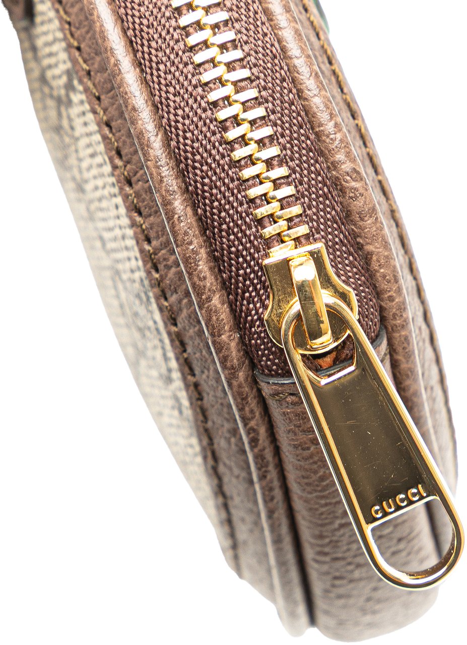 Gucci Mini GG Supreme Ophidia Round Neck Pouch Bruin