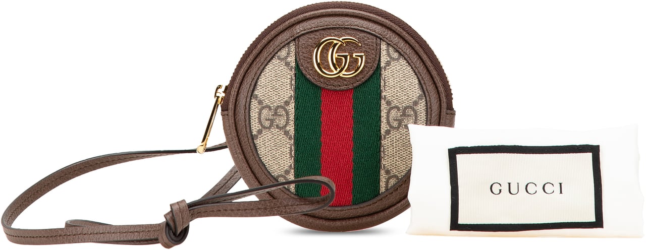 Gucci Mini GG Supreme Ophidia Round Neck Pouch Bruin
