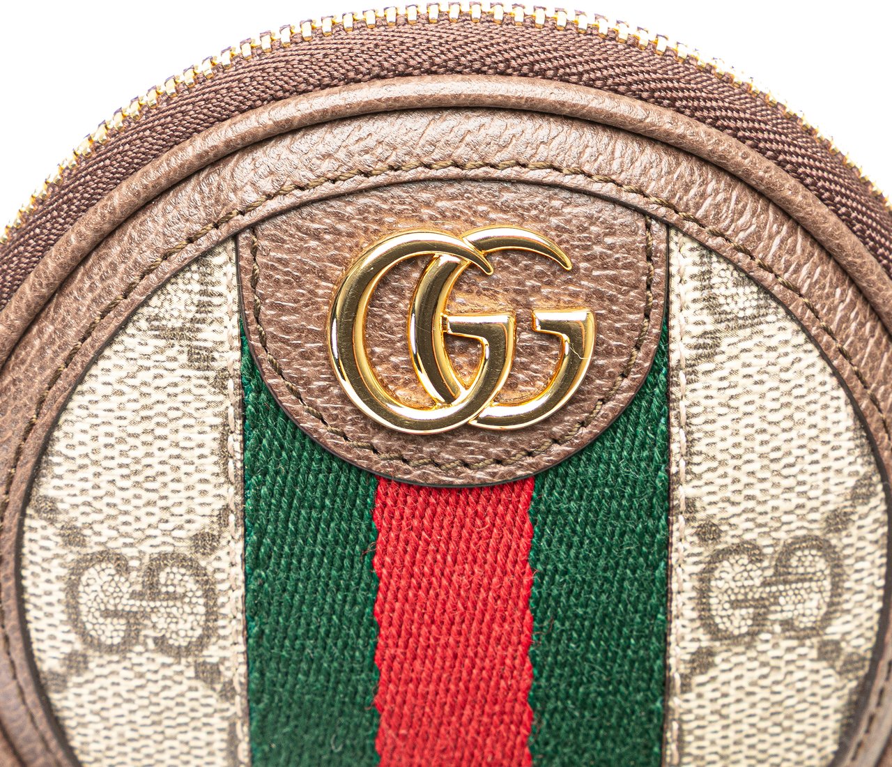 Gucci Mini GG Supreme Ophidia Round Neck Pouch Bruin