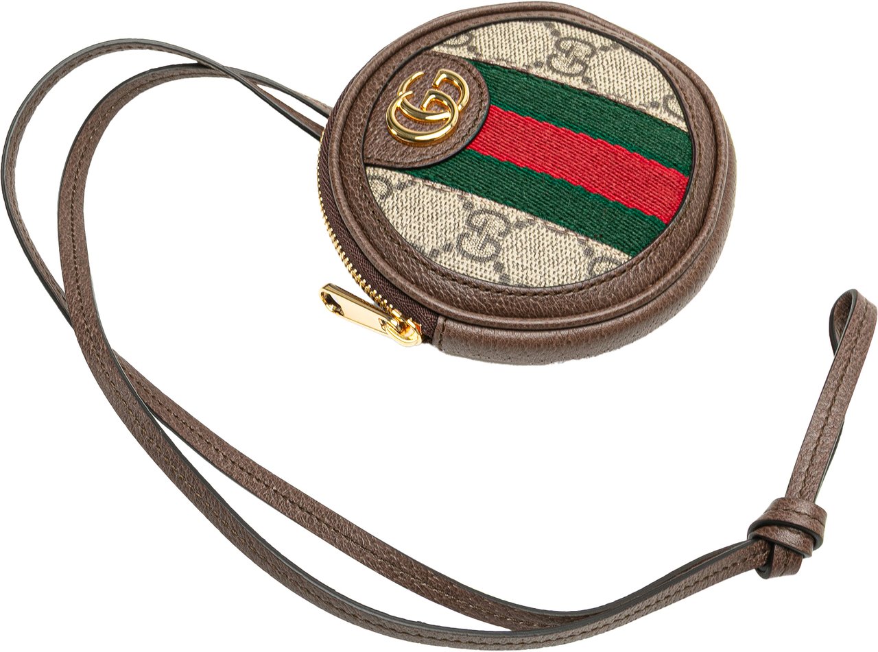 Gucci Mini GG Supreme Ophidia Round Neck Pouch Bruin