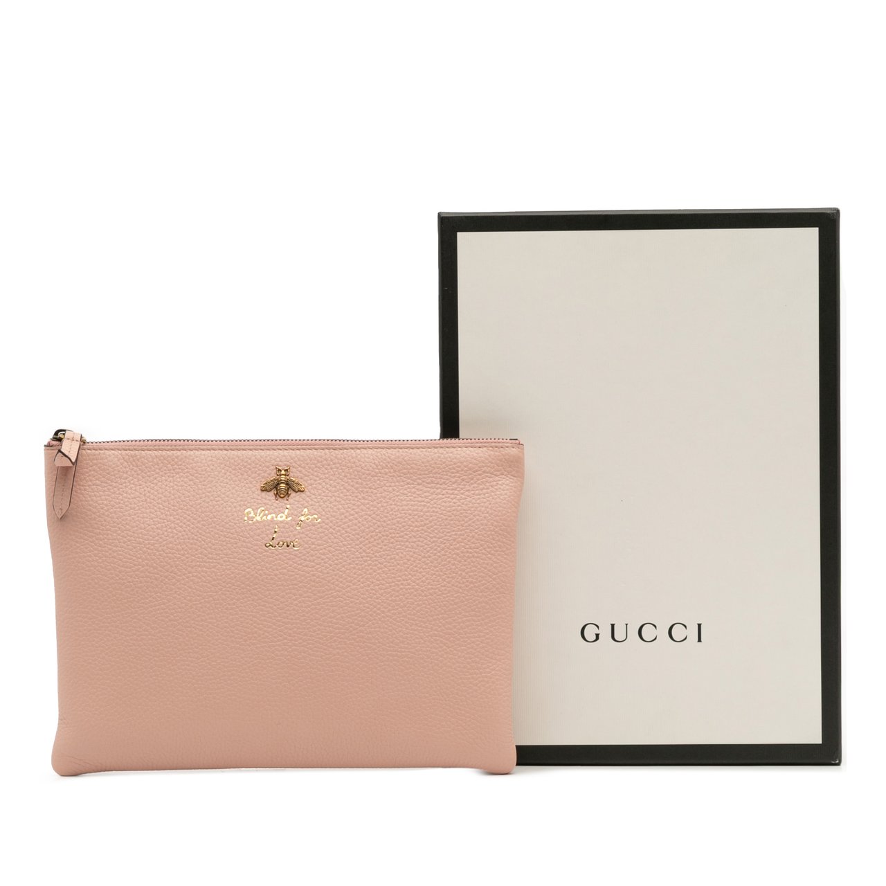 Gucci Leather Blind For Love Clutch Roze