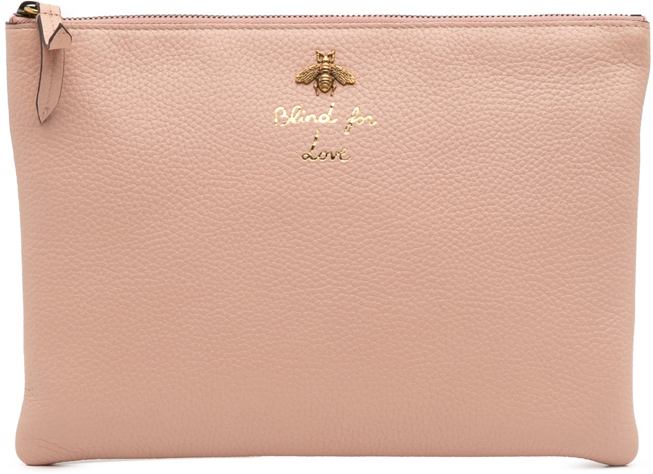 Gucci Leather Blind For Love Clutch Roze