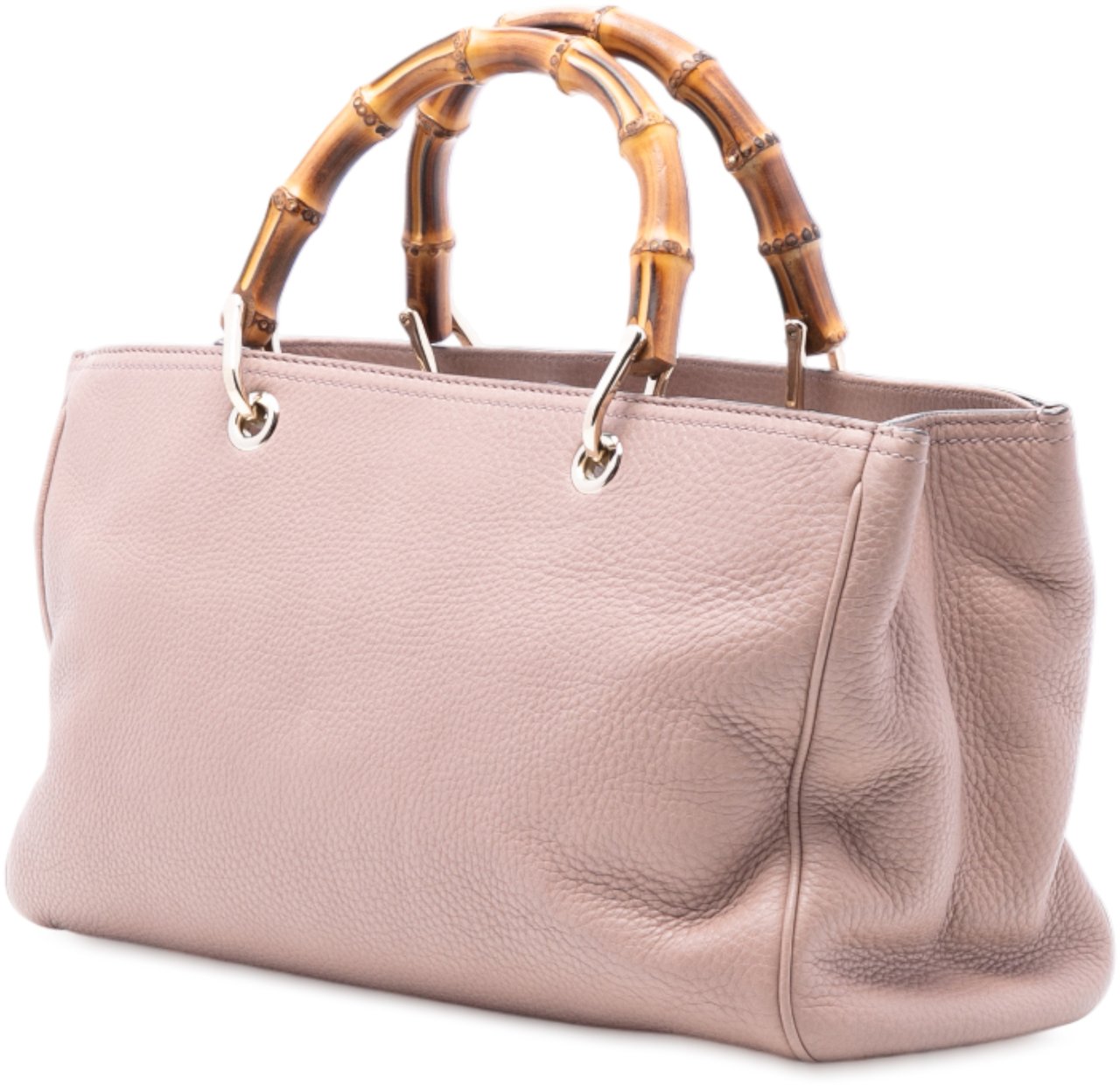 Gucci Medium Calfskin Bamboo Shopper Satchel Roze