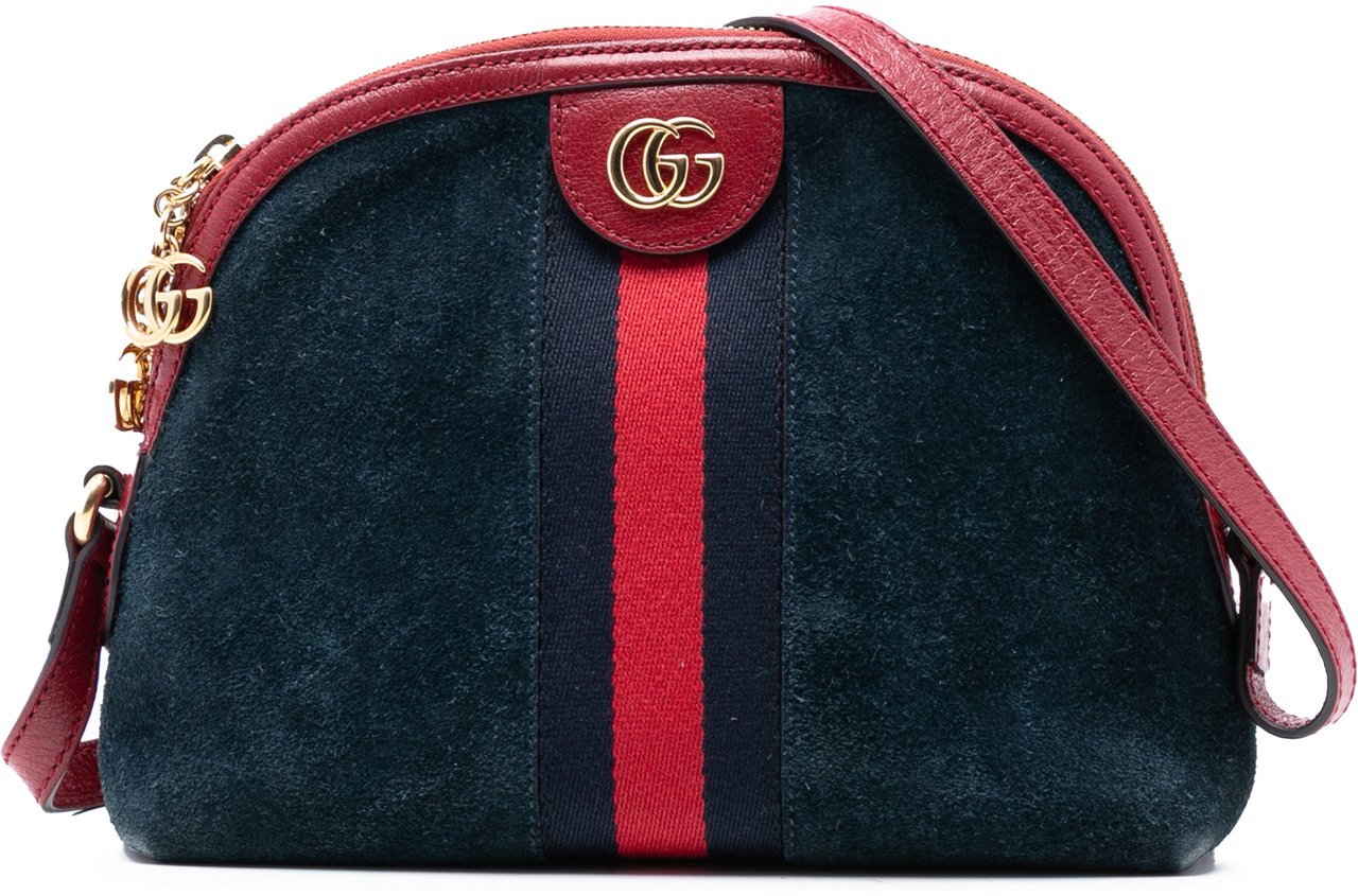 Gucci Small Suede Ophidia Dome Crossbody Blauw