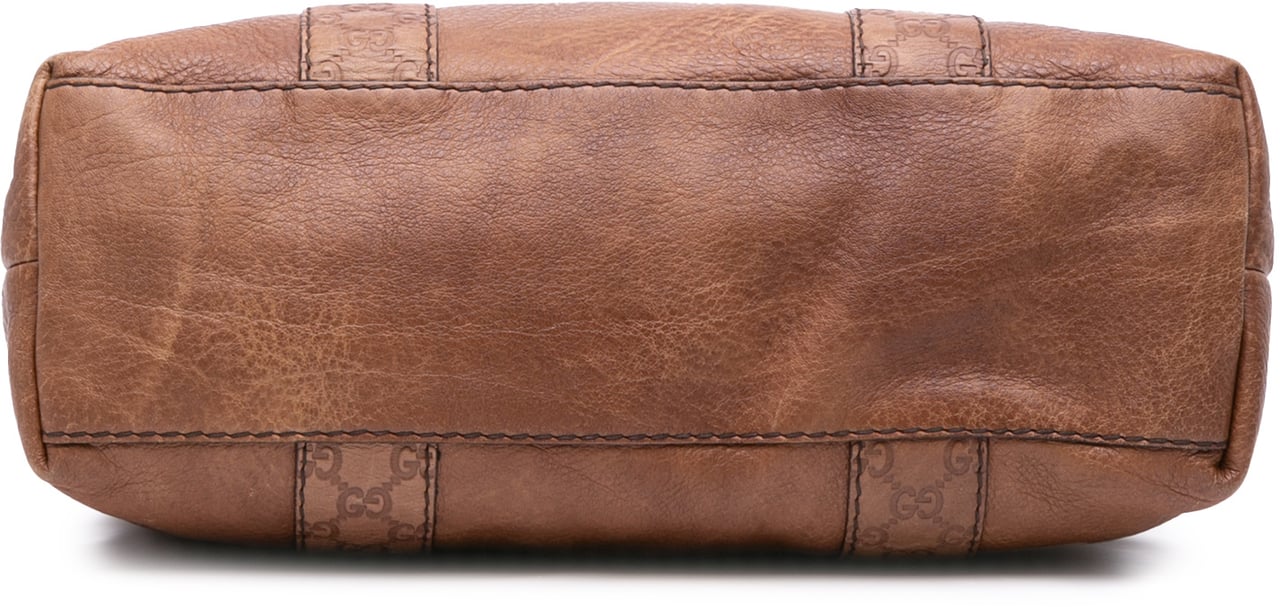 Gucci Guccissima Trimmed Leather Bamboo Libeccio Tote Bruin