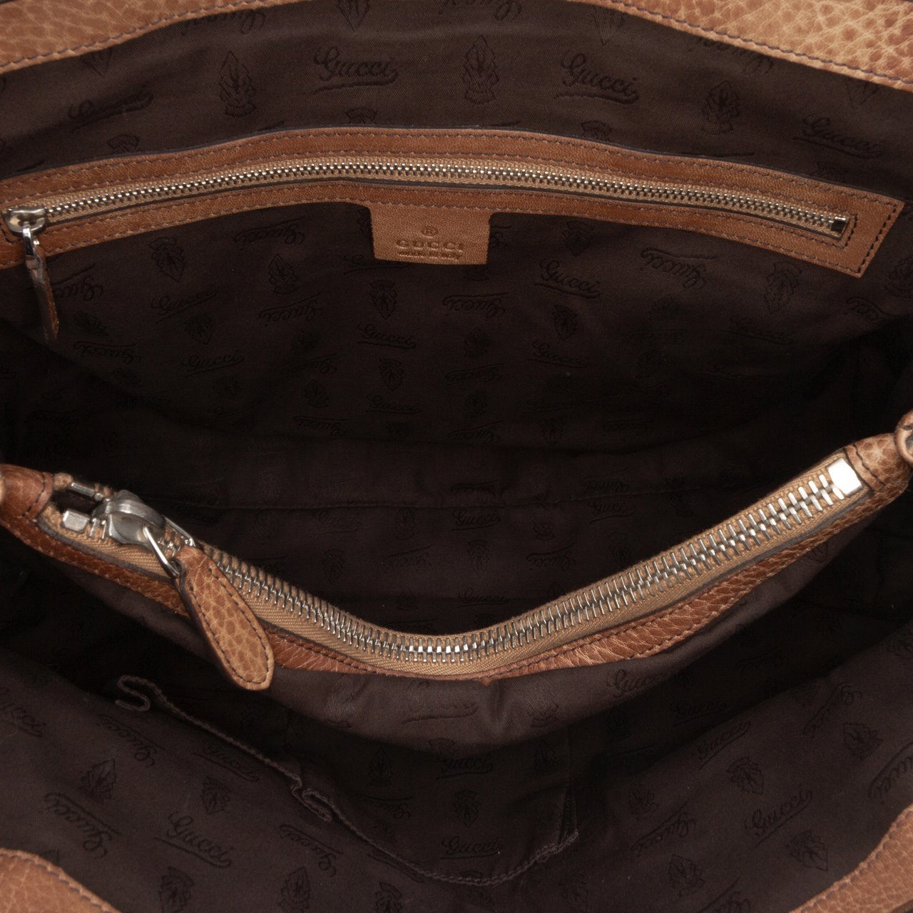 Gucci Guccissima Trimmed Leather Bamboo Libeccio Tote Bruin