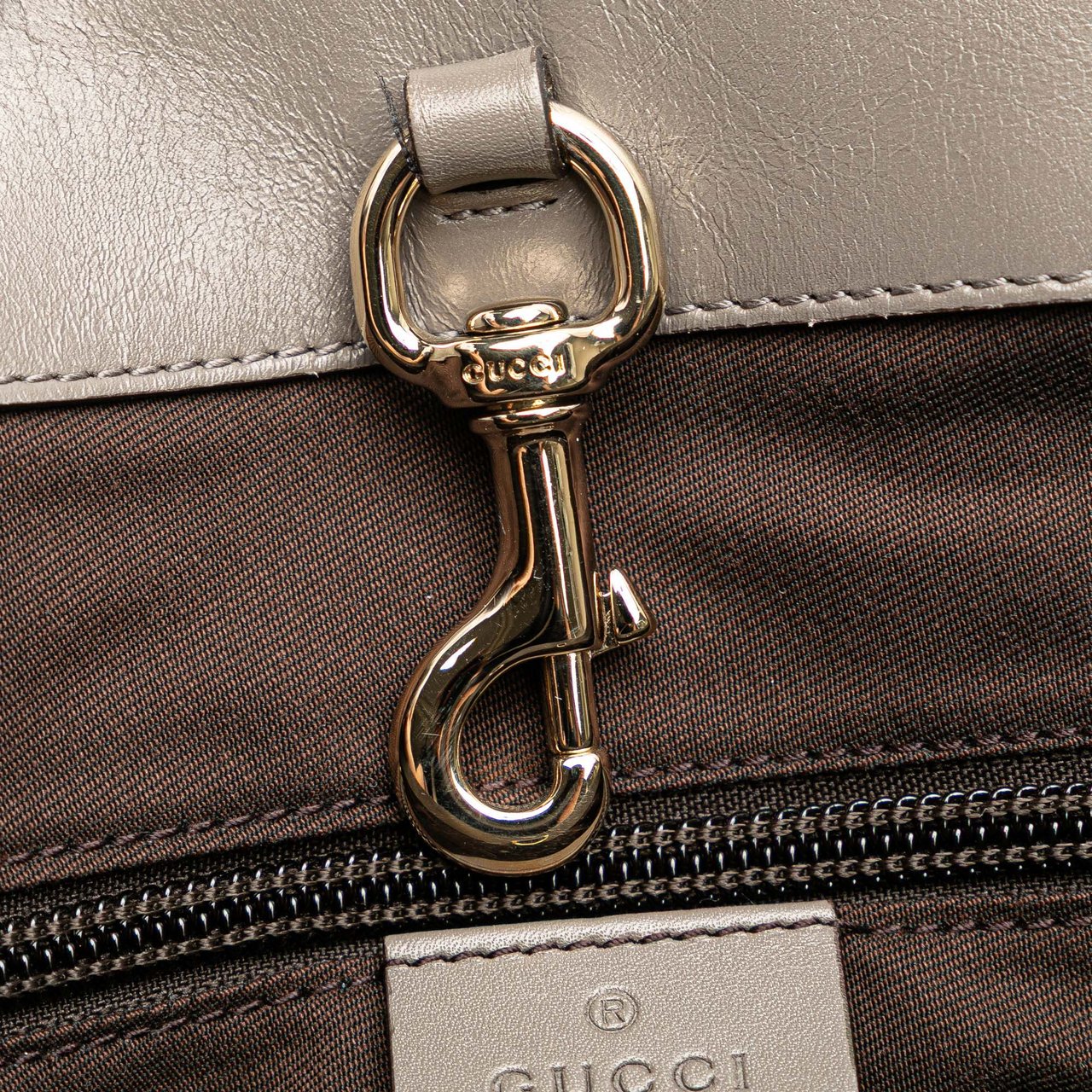 Gucci Diamante Leather Bright Hilary Lux Tote Grijs