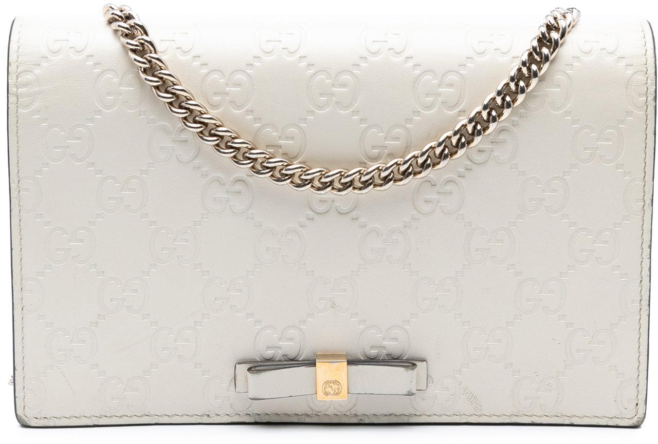 Gucci Mini Guccissima Bow Signature Wallet On Chain Wit