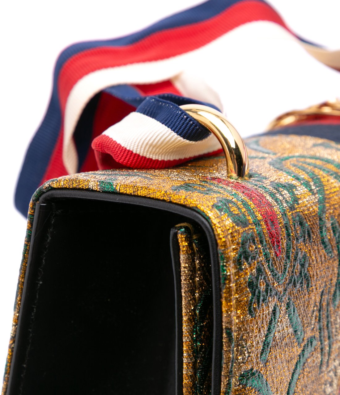 Gucci Small Canvas Brocade Sylvie Satchel Goud