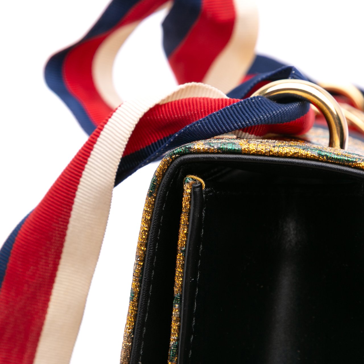 Gucci Small Canvas Brocade Sylvie Satchel Goud