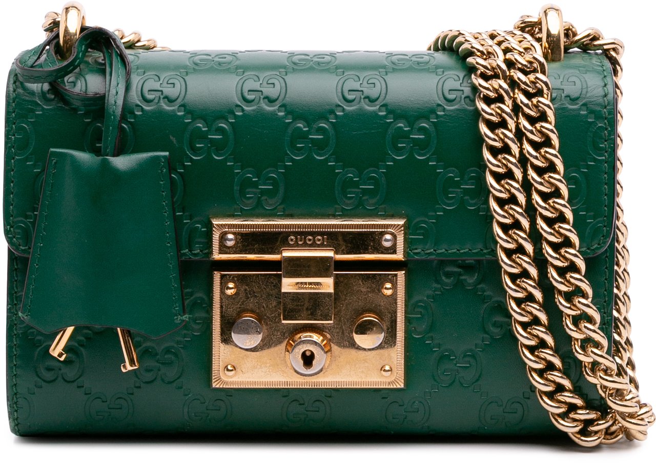 Gucci Small Guccissima Padlock Crossbody Groen
