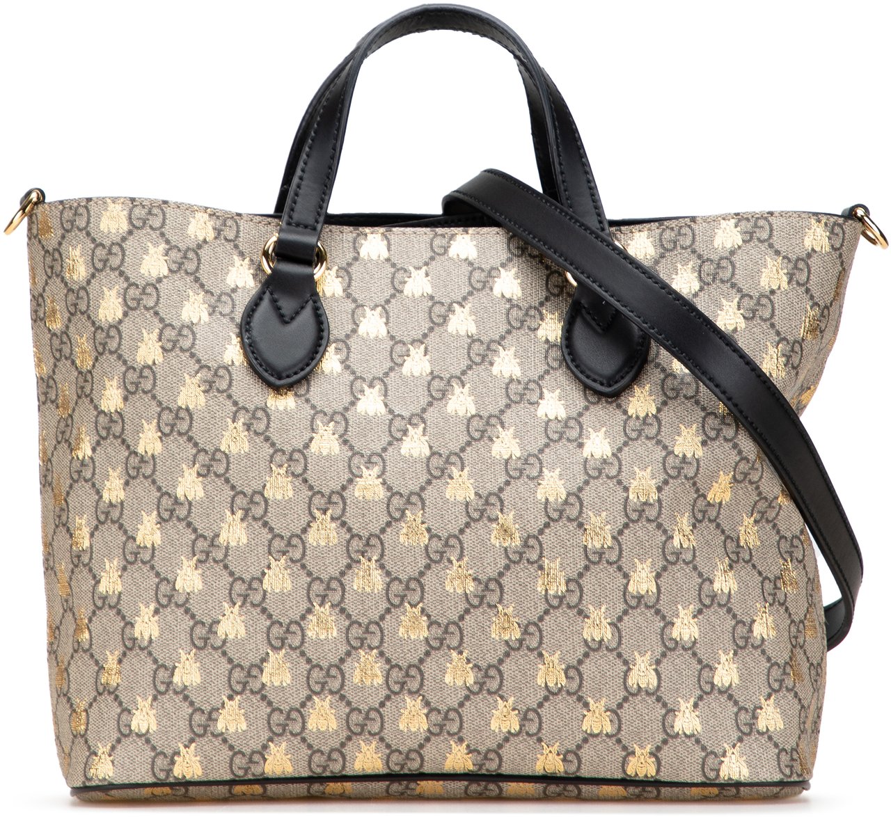 Gucci Small GG Supreme Bees Soft Tote Bruin
