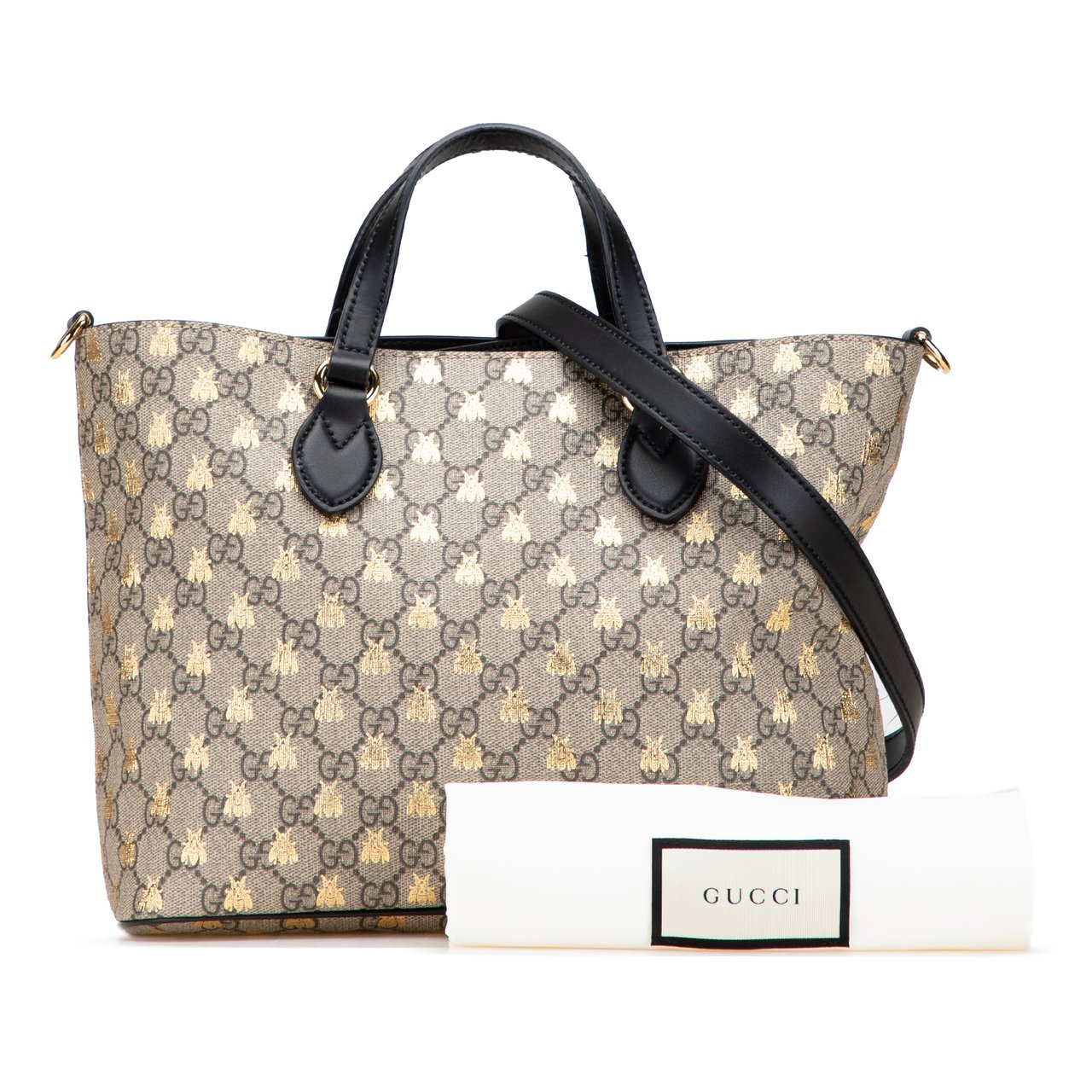 Gucci Small GG Supreme Bees Soft Tote Bruin