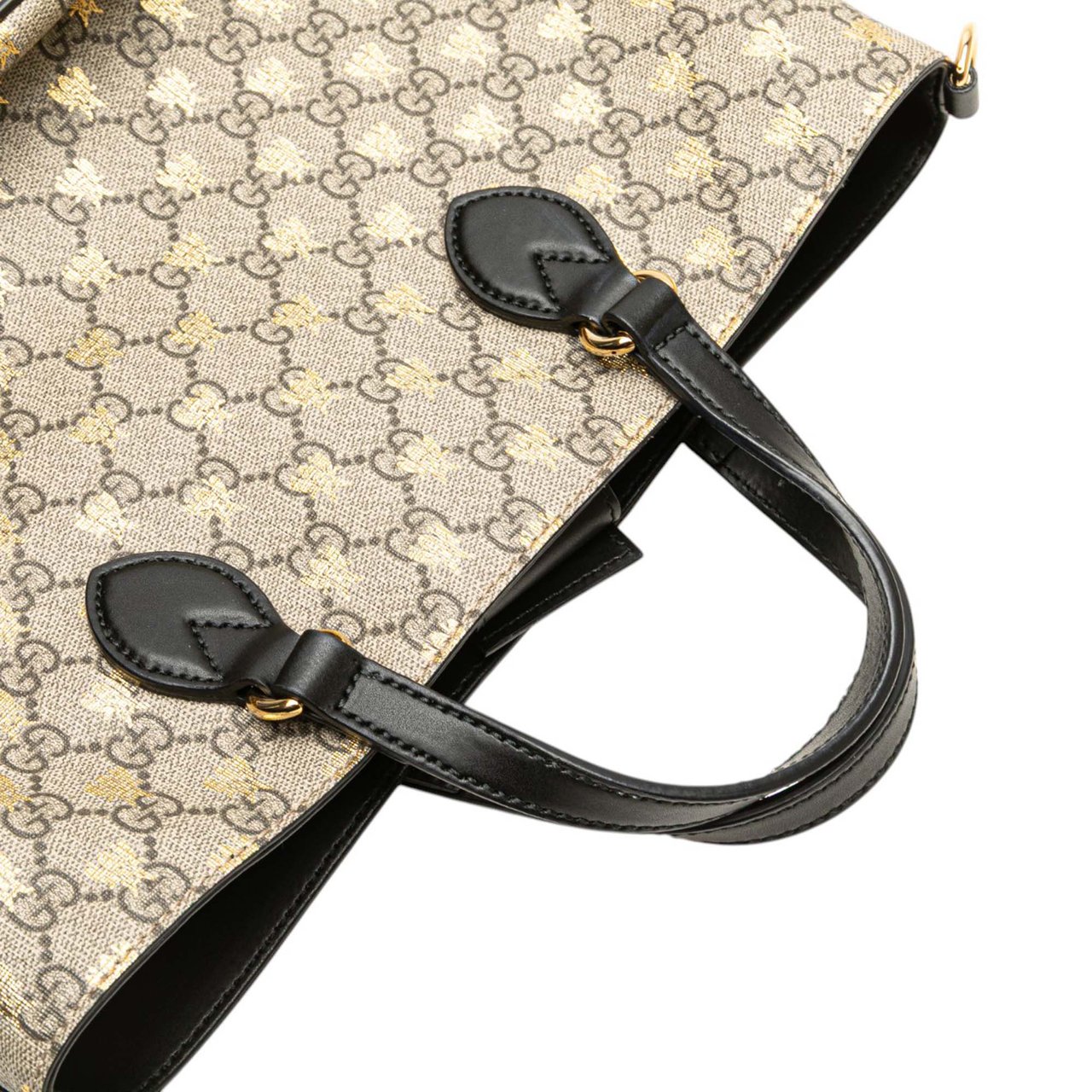 Gucci Small GG Supreme Bees Soft Tote Bruin