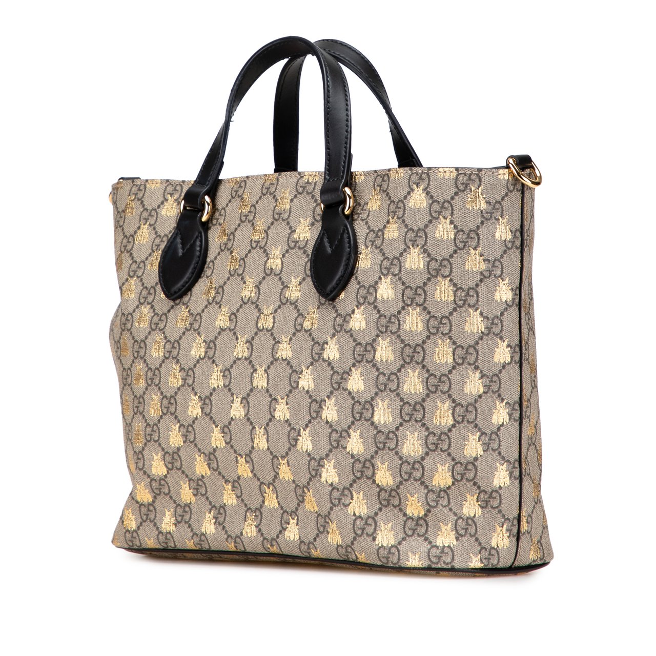 Gucci Small GG Supreme Bees Soft Tote Bruin