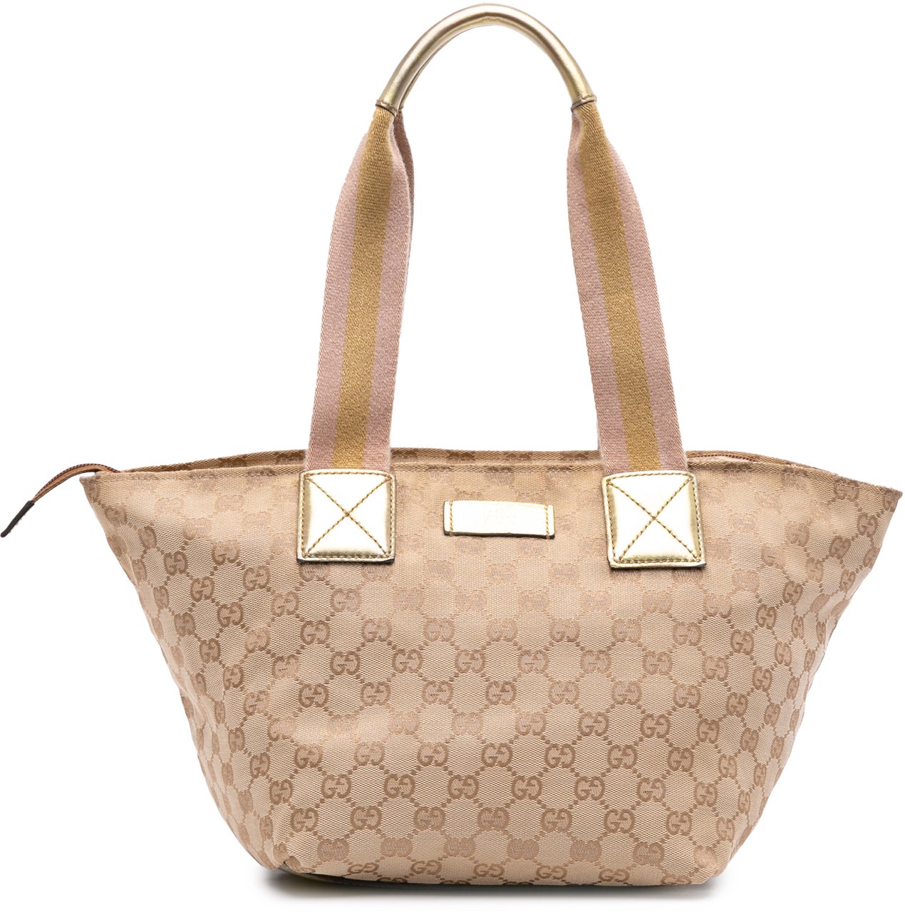 Gucci GG Canvas Web Tote Bruin