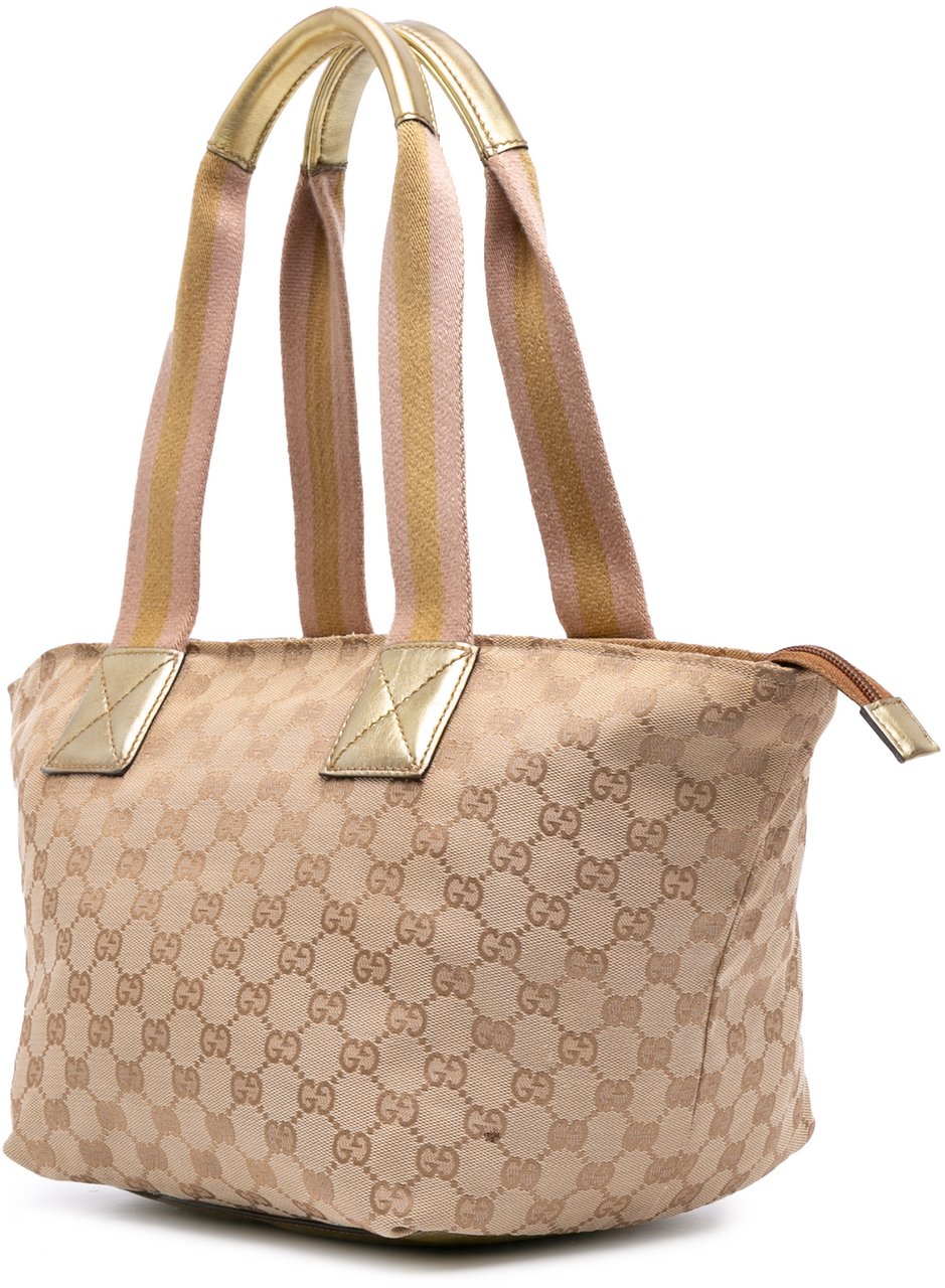 Gucci GG Canvas Web Tote Bruin