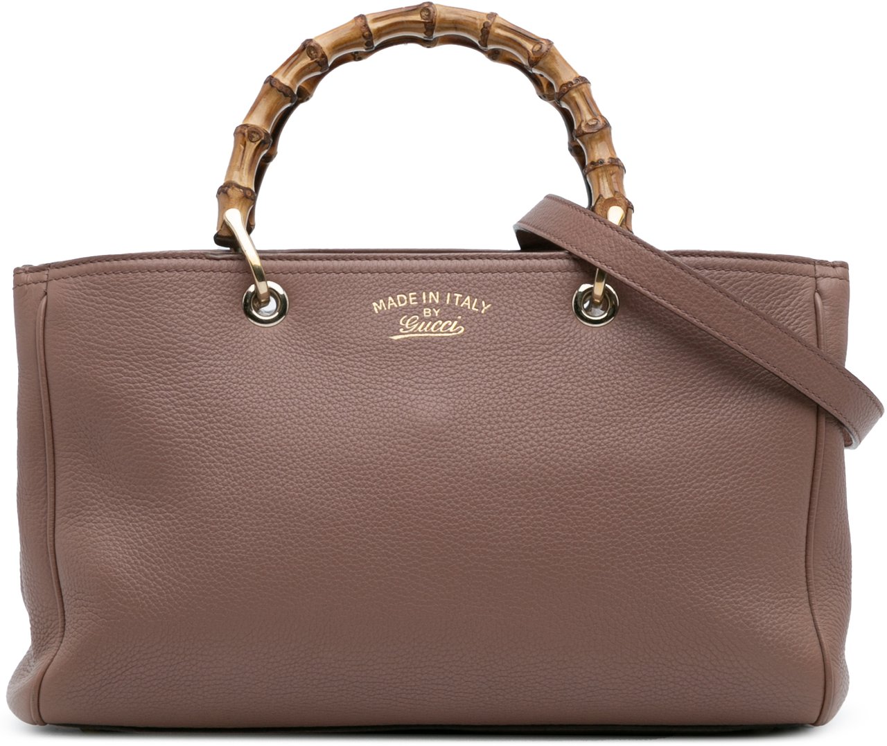 Gucci Medium Calfskin Bamboo Shopper Satchel Bruin