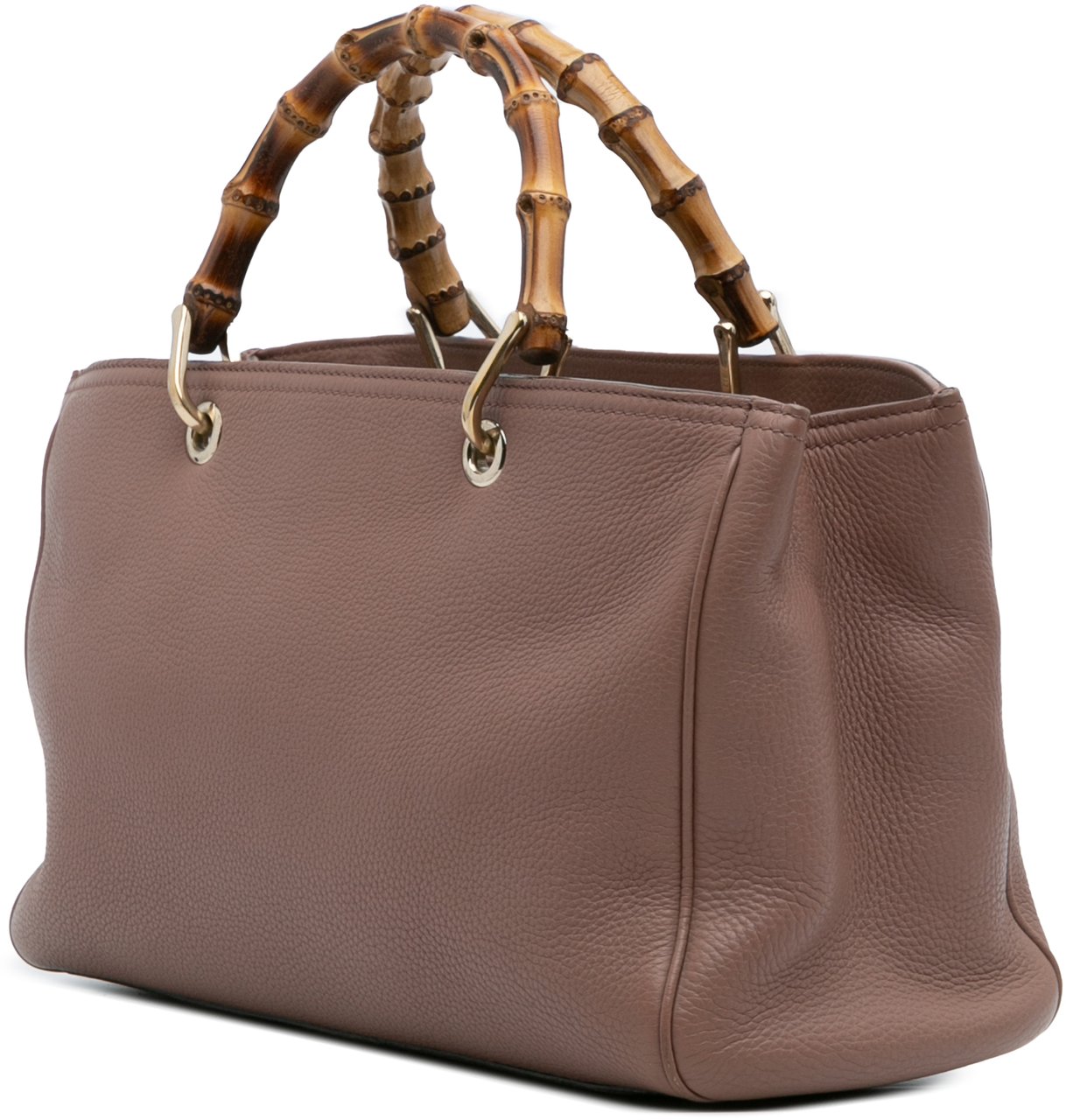 Gucci Medium Calfskin Bamboo Shopper Satchel Bruin