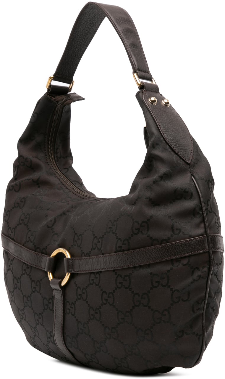 Gucci GG Nylon Reins Hobo Bag Bruin