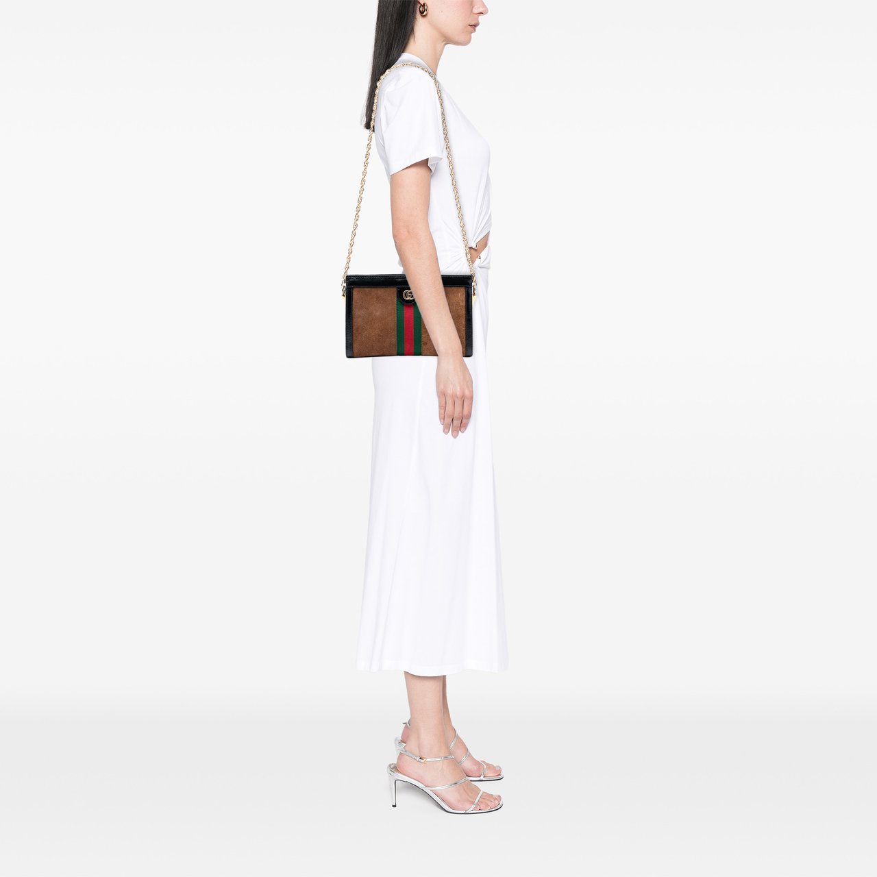 Gucci Small Suede Ophidia Chain Crossbody Bruin