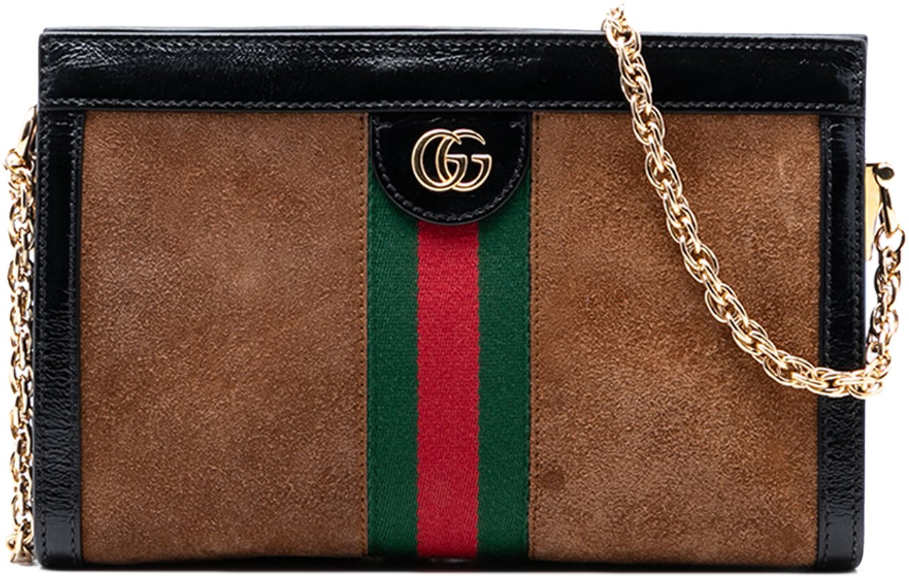 Gucci Small Suede Ophidia Chain Crossbody Bruin