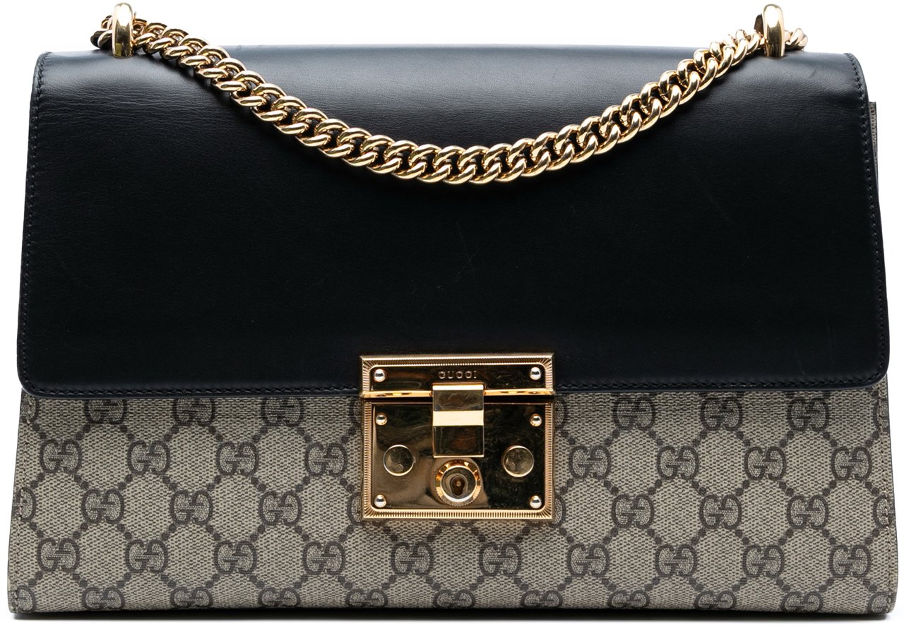 Gucci Medium GG Supreme Padlock Shoulder Bag Bruin