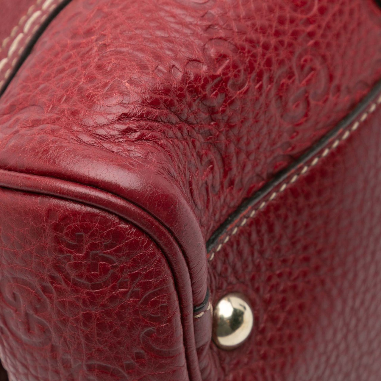 Gucci Guccissima Trimmed Leather Signoria Handbag Rood