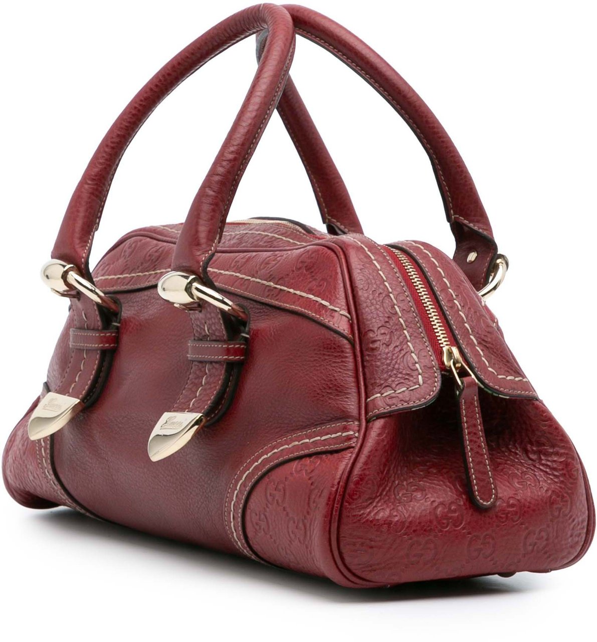 Gucci Guccissima Trimmed Leather Signoria Handbag Rood