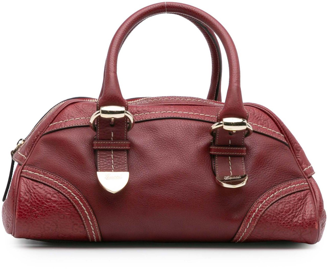 Gucci Guccissima Trimmed Leather Signoria Handbag Rood