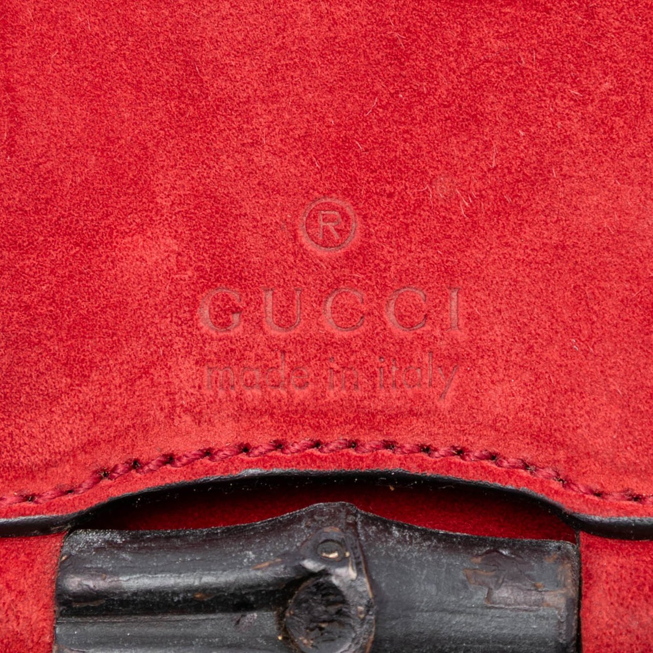 Gucci Small Suede Bamboo Nouveau Fringe Crossbody Rood