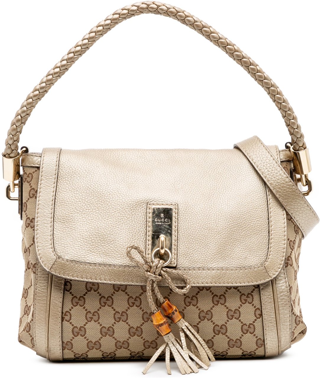 Gucci GG Canvas Bella Flap Satchel Bruin