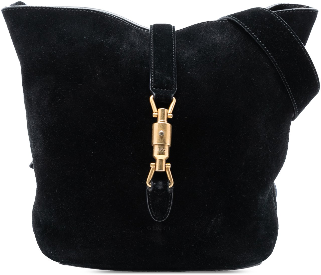 Gucci Suede Soft Jackie Bucket Bag Zwart