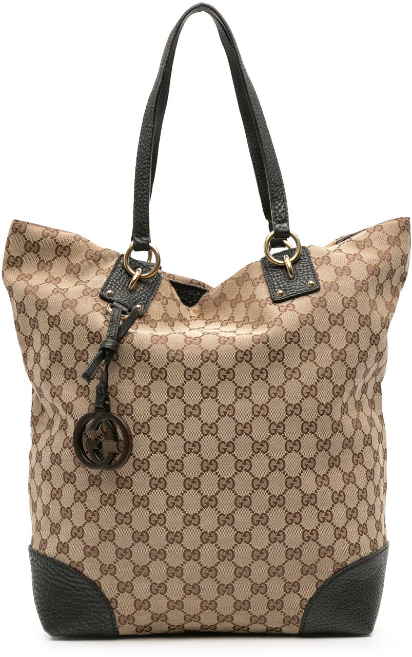 Gucci Large GG Canvas GG Charm Tote Bruin
