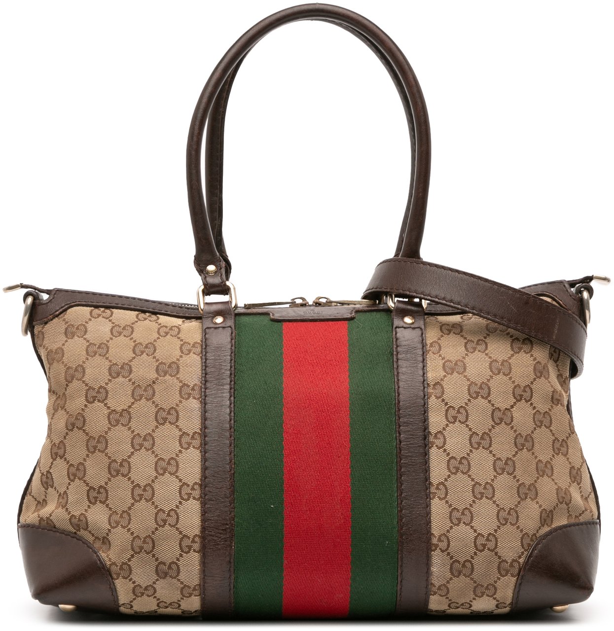 Gucci GG Canvas Web Satchel Bruin