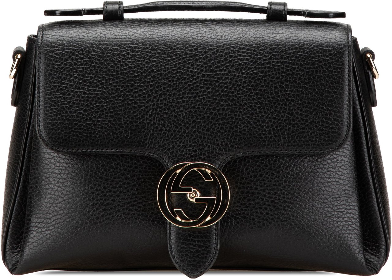 Gucci Small Dollar Calf Interlocking G Satchel Zwart