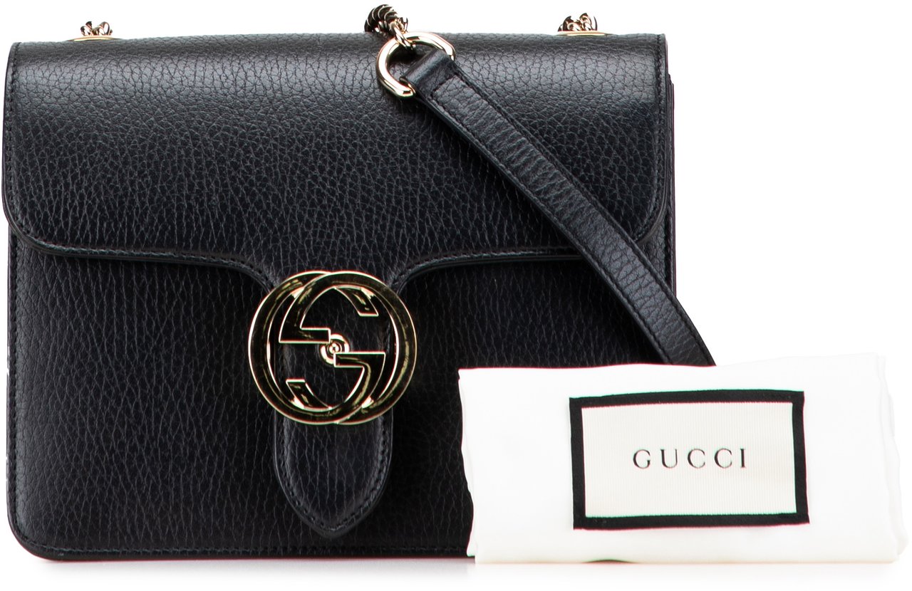 Gucci Small Dollar Calfskin Interlocking G Crossbody Zwart
