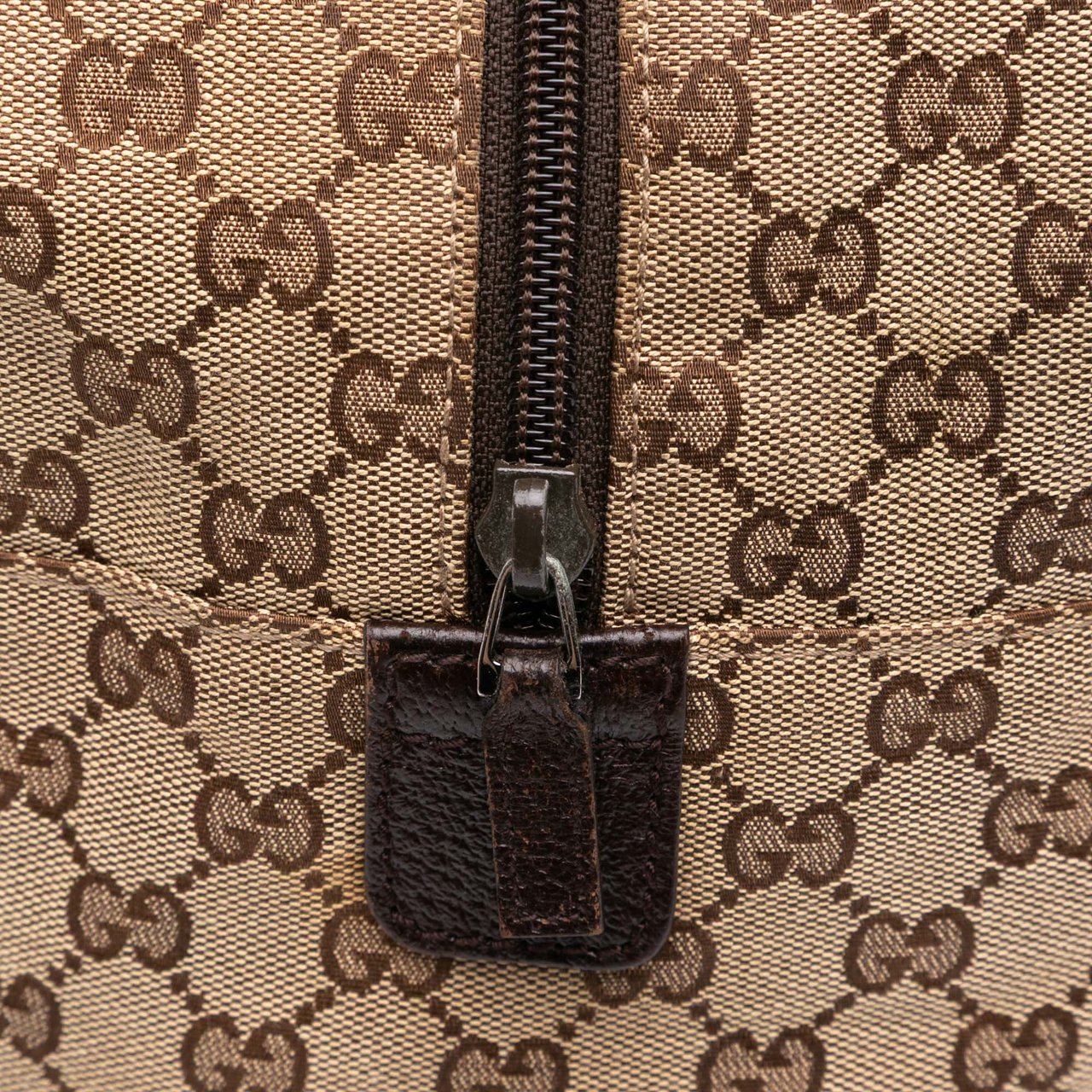 Gucci GG Canvas Web Travel Bag Bruin