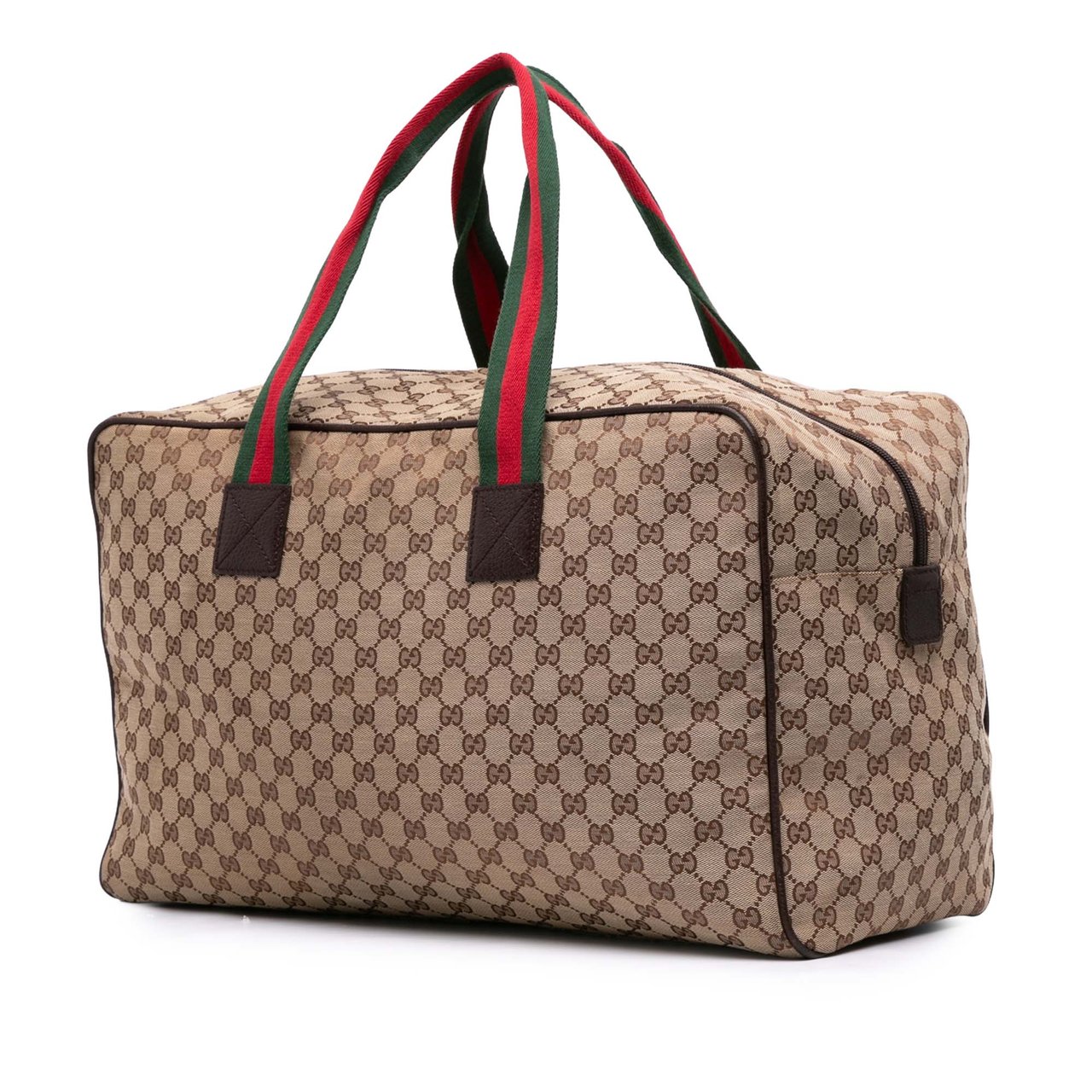 Gucci GG Canvas Web Travel Bag Bruin