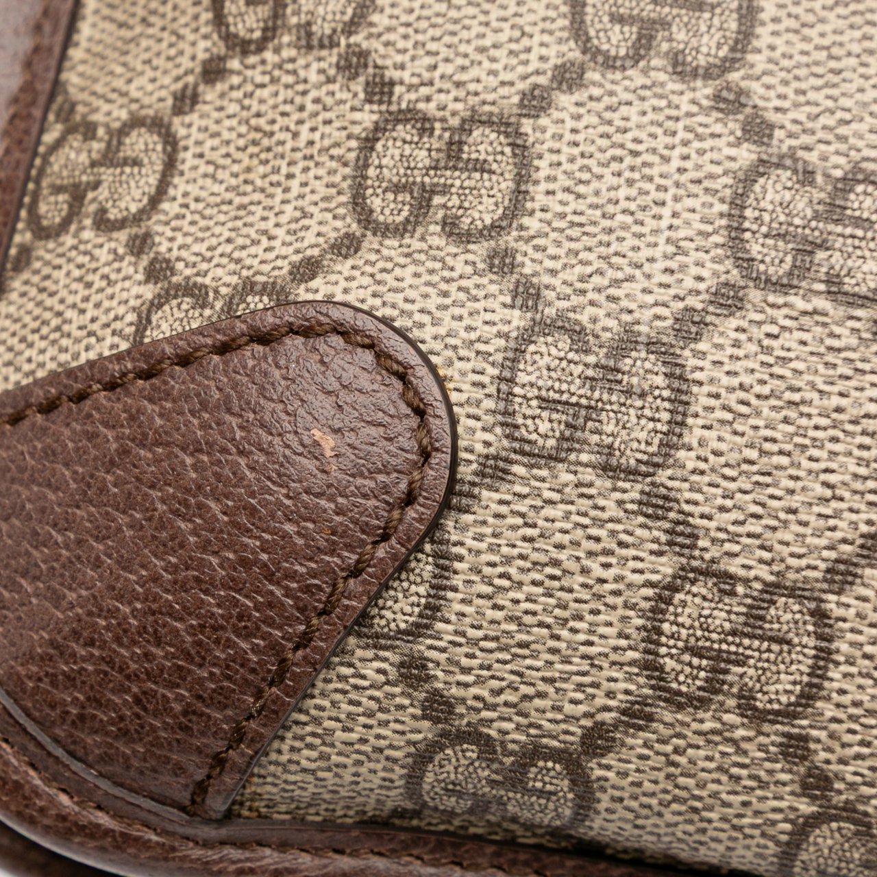 Gucci Small GG Supreme Web Neo Vintage Double Flap Messenger Bag Bruin