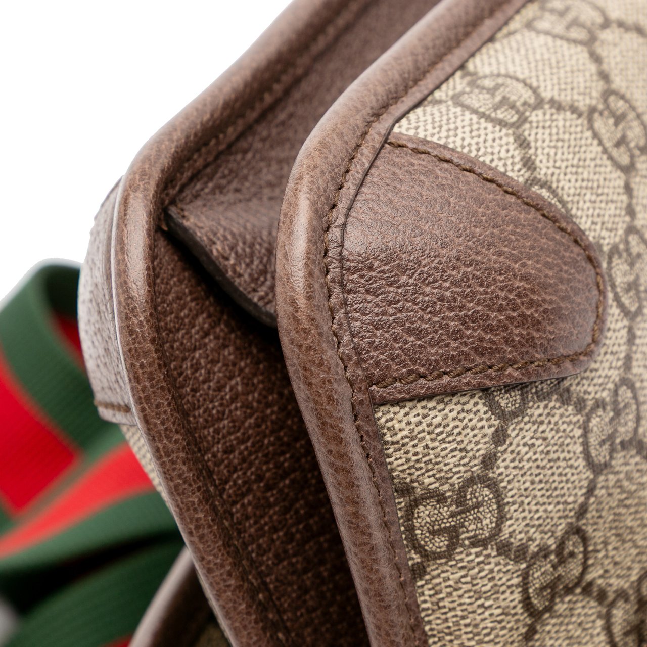 Gucci Small GG Supreme Web Neo Vintage Double Flap Messenger Bag Bruin