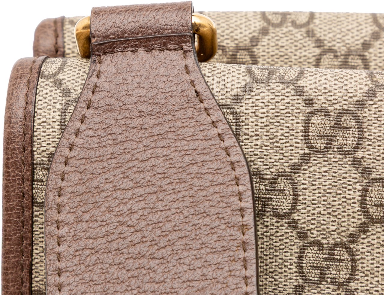 Gucci Small GG Supreme Web Neo Vintage Double Flap Messenger Bag Bruin