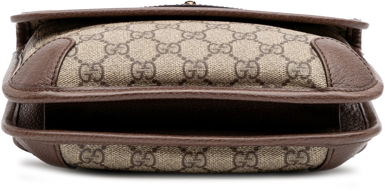 Gucci Small GG Supreme Web Neo Vintage Double Flap Messenger Bag Bruin
